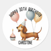 Hallenwurst Dackel Hund Liebhaber Geburtstag Runder Aufkleber (Vorderseite)