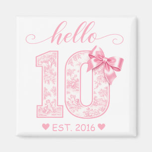 Hallo 10. Geburtstag Rosa Hallo 10 Benutzerdefin Magnet