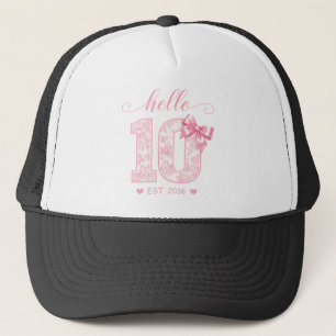 Hallo 10. Geburtstag Rosa Hallo 10 Benutzerdefin Truckerkappe