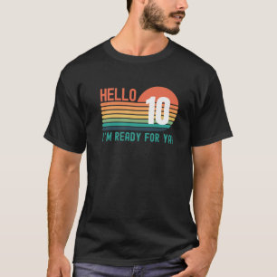 Hallo 10-Jähriger Geburtstag Retro Sonnenuntergang T-Shirt