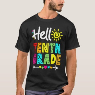 Hallo 10. Klasse Spaß zurück zum Schullehrer T-Shirt