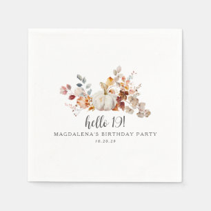 Hallo 19 Fall Pumpkin Blätter Custom Geburtstag Serviette