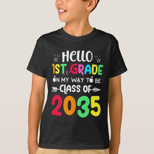 Hallo 1. Klasse auf meinem Weg, um Klasse von 2035 T-Shirt (Vorderseite)