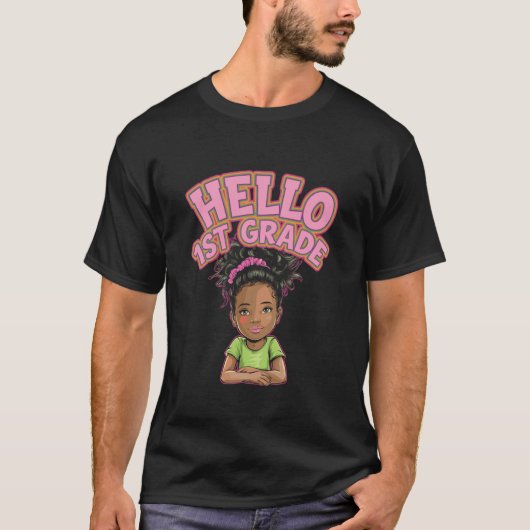 Hallo 1. Klasse Buntes Schuldesign T-Shirt (Vorderseite)