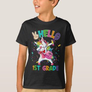 Hallo 1. Klasse Dabbing-Einhorn Zurück zur Schule T-Shirt