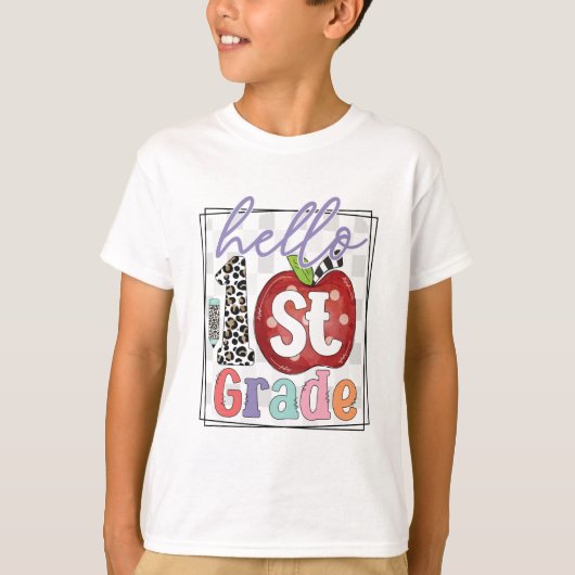 Hallo 1. Klasse, Junge oder Mädchen T-Shirt (Vorderseite)