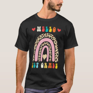 Hallo 1. Klasse Leopard Regenbogen Lehrer Kinder Z T-Shirt