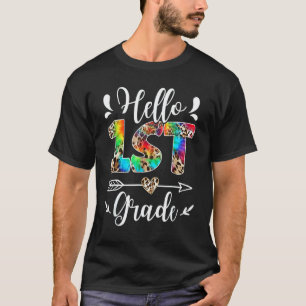 Hallo 1. Klasse Leoparden-Druck Lehrer der ersten T-Shirt