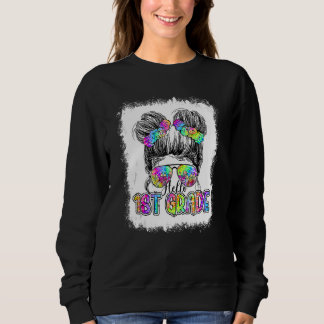 Hallo 1. Klasse Unordentliche Bun Mädchen Tie Dye  Sweatshirt