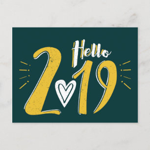 Hallo 2019 neues Jahr Ankündigungspostkarte