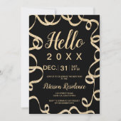 Hallo 2020 Goldband Glitzer feierliches Band neues Einladung (Vorderseite)