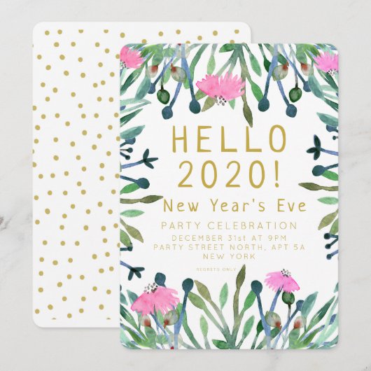 Hallo 2020 Silvester Einladung (Vorne/Hinten)