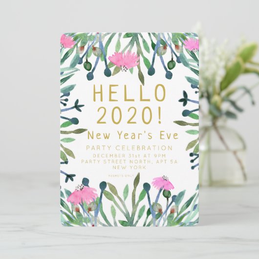 Hallo 2020 Silvester Einladung (Stehend Vorderseite)