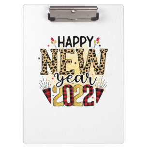 Hallo 2022 Frohes neues Jahr 2022 Leopard Klemmbrett