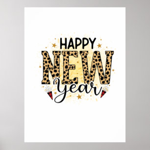 Hallo 2022 Frohes Neues Jahr Leopard Poster