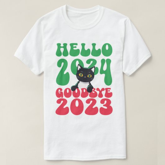 Hallo 2024 Auf Wiedersehen 2023 T-Shirt (Design vorne)