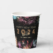Hallo 2024 Feuerwerke Neujahrsparty Pappbecher (Vorderseite)