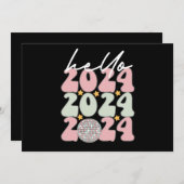 Hallo 2024 Groovy Happy New Year Christmas Einladung (Vorne/Hinten)