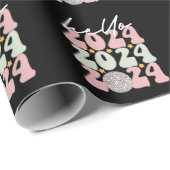 Hallo 2024 Groovy Happy New Year Christmas Geschenkpapier (Rolleneckpunkt)