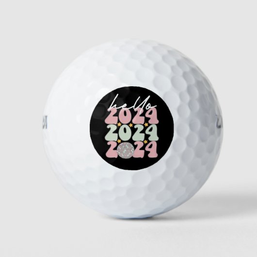 Hallo 2024 Groovy Happy New Year Christmas Golfball (Vorderseite)
