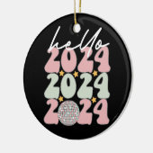 Hallo 2024 Groovy Happy New Year Christmas Keramik Ornament (Links)