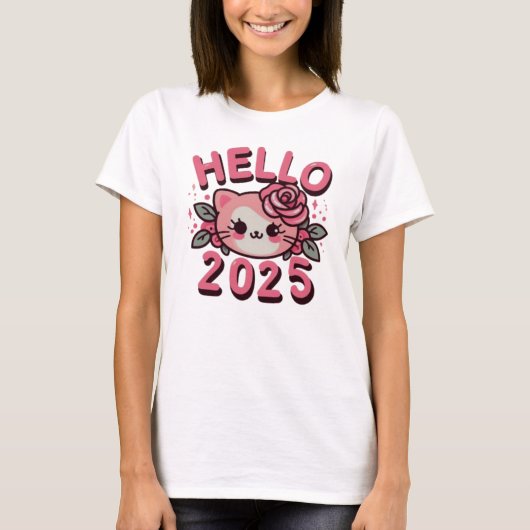 Hallo 2025, Happy New Year 2025 T-Shirt (Vorderseite)