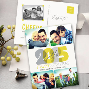 Hallo 2025 Modern Happy New Year 4 Foto Collage Feiertagspostkarte