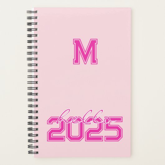 Hallo 2025 Monogramed Pink Planer (Vorderseite)