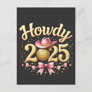 Hallo 2025 Silvester Cowboy Western Postkarte