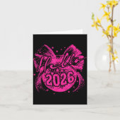 Hallo 2026 Disco-Kugel Coquette-Schleife Frohes Ne Karte (Gelbe Blume)