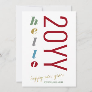 Hallo 2026 Farbige Fette Schrift Neujahr Feiertagskarte