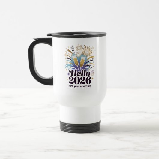 Hallo 2026 Feier – Neujahrs-Sparkling-Design Reisebecher (Links)