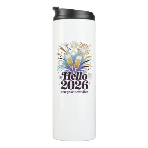 Hallo 2026 Feier – Neujahrs-Sparkling-Design Thermosbecher