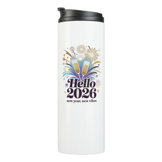 Hallo 2026 Feier – Neujahrs-Sparkling-Design Thermosbecher (Nach rechts gedreht)