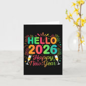 Hallo 2026 Frohes Silvesterparty Countdown Feuer Karte (Gelbe Blume)
