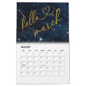 Hallo 2026 Gold Glitter Chic Galaxy Kalender (Mär 2027)