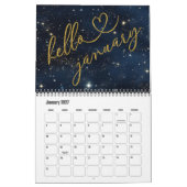 Hallo 2026 Gold Glitter Chic Galaxy Kalender (Jan 2027)