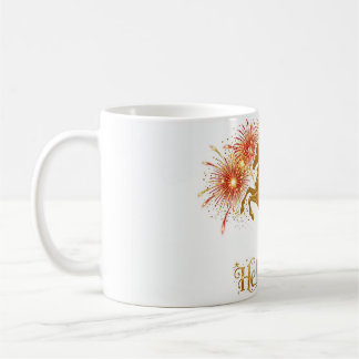 Hallo 2026 Golden Horse Feuerwerk Kaffeetasse