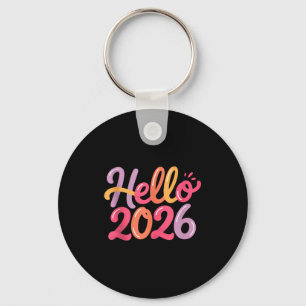Hallo 2026 Neujahrsfeier Spaß Bunte Jungen Schlüsselanhänger