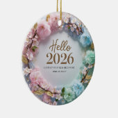 Hallo 2026 Pastell-Blumenkranz Keramik-Ornament Keramik Ornament (Rechts)