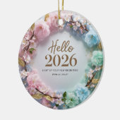 Hallo 2026 Pastell-Blumenkranz Keramik-Ornament Keramik Ornament (Links)