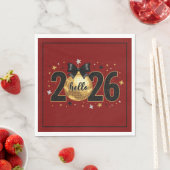 Hallo 2026 Rotes Glitter Glitzer Design Serviette (Beispiel)