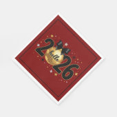 Hallo 2026 Rotes Glitter Glitzer Design Serviette (Ecke)