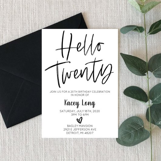 Hallo 20. Geburtstag Einladung