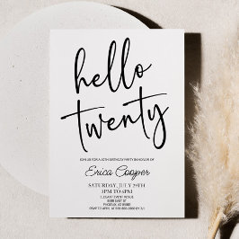 Hallo 20 Minimal Elegant 20. Geburtstagsparty Einladung