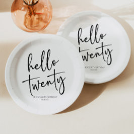 Hallo 20 Minimalistische Geburtstagsparty Pappteller