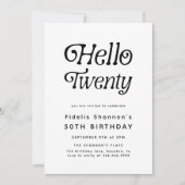Hallo 20 Moderne Retro 20. Geburtstag Einladung (Vorderseite)
