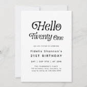 Hallo 20 Modernes Retro 21. Geburtstag Einladung (Vorderseite)