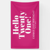 Hallo 21 Hot Pink 21. Geburtstag Party Banner (Vertikal)