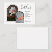 Hallo 2 Fotos Handschrift Geburtsankündigung Mitteilungskarte (Vorne/Hinten)